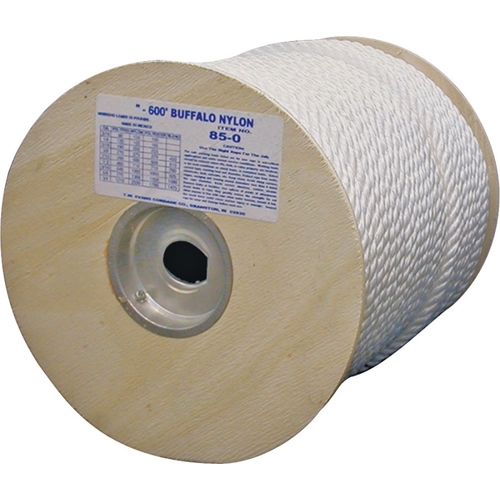 T.W. Evans Cordage 85-074 Rope, 1/2 in Dia, 300 ft L, 704 lb Working Load, Nylon, White