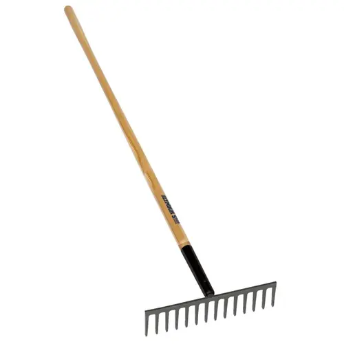 S550 Series Stone Rake, 4 in L Head, 16 in W Head, 14 -Tine, Steel Tine, 66 in L Handle