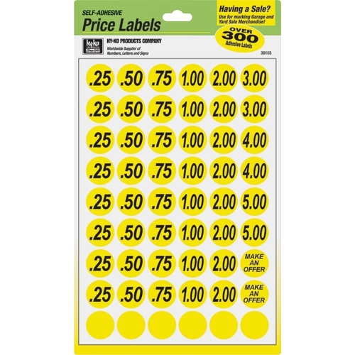 Price Label, Black Legend, Yellow Background