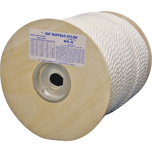 T.W. Evans Cordage 85-060 Rope, 5/16 in Dia, 600 ft L, 280 lb Working Load, Nylon, White