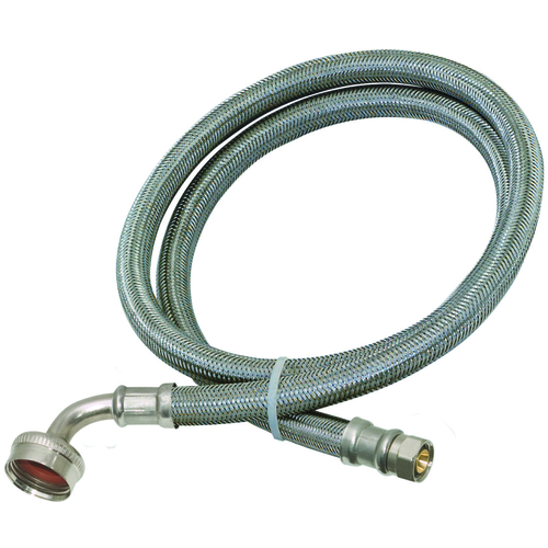 Braided Dishwasher Connector Hose, 3/4 in Inlet, FHT Inlet, 3/8 in Outlet, Compression Outlet, 5 ft L