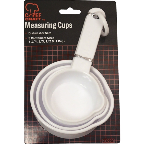 Chef Craft 20920 Measuring Cup Set, Metric Graduation, Plastic, White