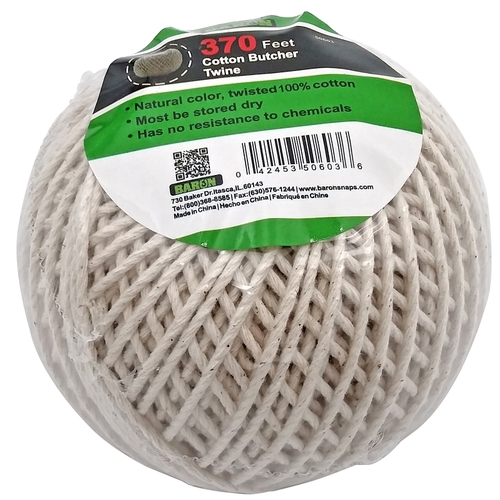 Butcher Twine, 1/8 in Dia, 370 ft L, 13 lb Working Load, Cotton, Brown