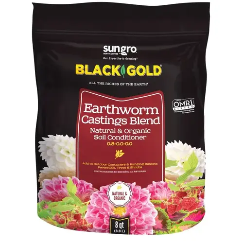 SUN GRO HORTICULTURE 1490302.Q.08P Sunshine Earthworm Casting, 8 qt Bag