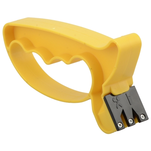 Knife and Scissors Sharpener, PP Handle, Body: Yellow, Top: Black