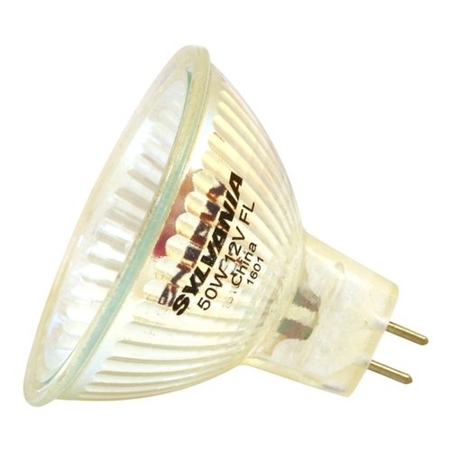 Halogen Bulb, 50 W, GU5.3 Lamp Base, MR16 Lamp, 600 Lumens, 3000 K Color Temp, 2000 hr Average Life