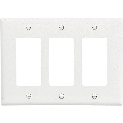 WALL PLATE 3 GANG DECR MID WHT White