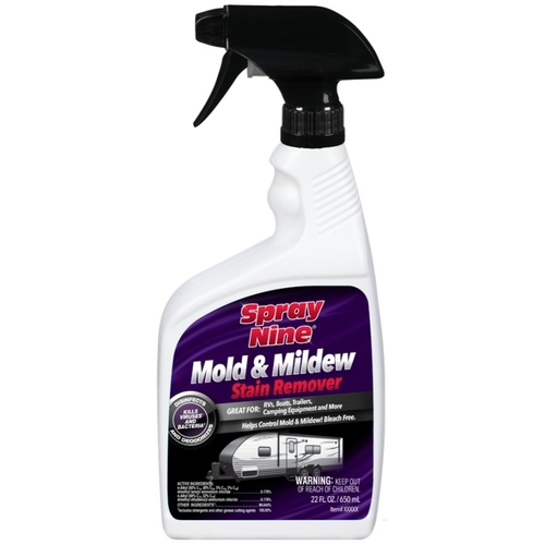 SPRAY NINE 15045 Mold and Mildew Stain Remover, 32 fl-oz Trigger Spray Bottle, Liquid, Citrus, Clear