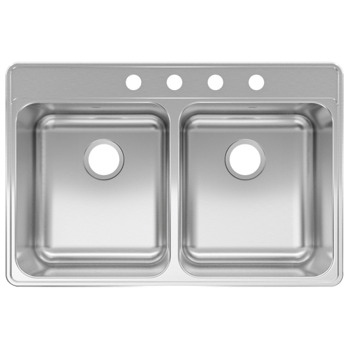 KINDRED CDLA3322-8-4CBN Kitchen Sink, 33 in OAW, 8 in OAD, 22 in OAH, Stainless Steel, Topmount/Drop-In Mounting