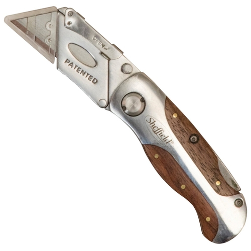 Utility Knife, 2-1/2 in L Blade, Stainless Steel Blade, Curved Handle