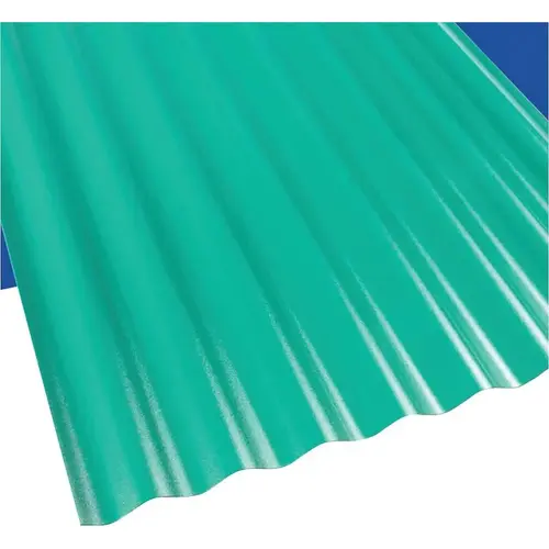 Corrugated Roofing Panel, 12 ft L, 26 in W, 0.063 Thick Material, Polycarbonate, Green