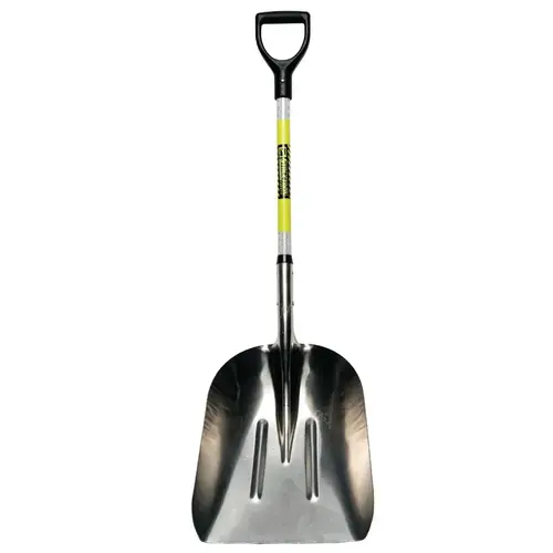 Grain Scoop, 15-1/4 in W Blade, 19 in L Blade, Aluminum Blade, Fiberglass Handle, D-Shaped Handle