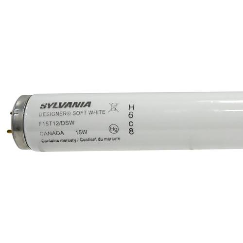 Sylvania 21551 Fluorescent Bulb, 15 W, T12 Lamp, Medium Lamp Base, 693 Lumens, 3000 K Color Temp, Warm White Light