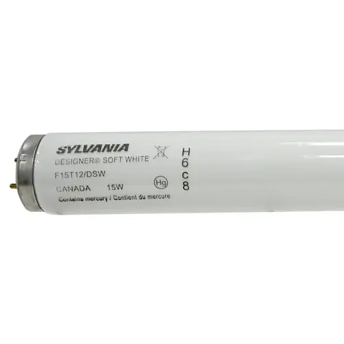 Fluorescent Bulb, 15 W, T12 Lamp, Medium Lamp Base, 693 Lumens, 3000 K Color Temp, Warm White Light