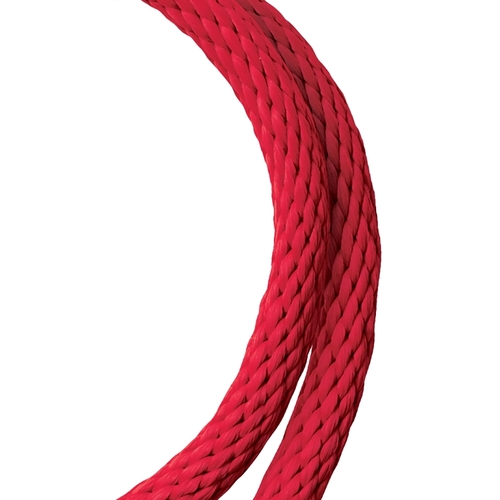 Rope, 1/2 in Dia, 35 ft L, 244 lb Working Load, Polypropylene, Red