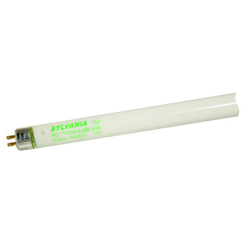 Fluorescent Bulb, 54 W, T5 Lamp, Miniature G5 Lamp Base, 4650 Lumens, 4100 K Color Temp, Cool White Light