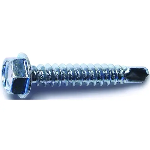 Screw, #8 Thread, 1 in L, Hex, Socket Drive, Self-Drilling Point, Steel, Zinc, 1 PK