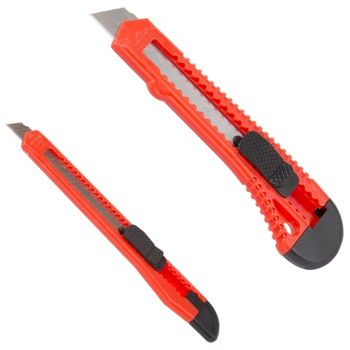 Utility Knife, 2-Piece, Steel (Blade), Red/Black (Handle)