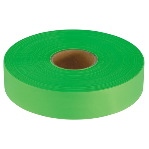 Flagging Tape, 600 ft L, 1 in W, Lime Green, Plastic