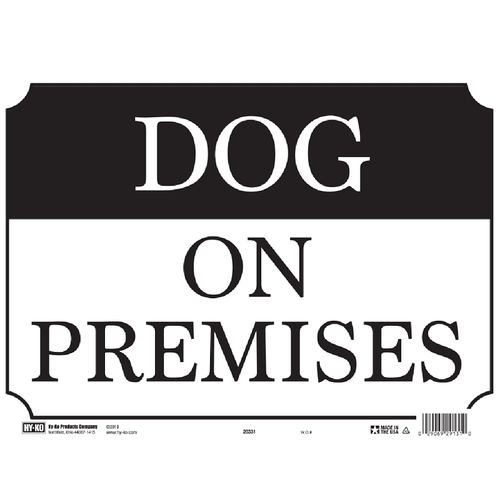 Signs, DOG ON PREMISES, Plastic, 10 x 14 in Dimensions - pack of 5