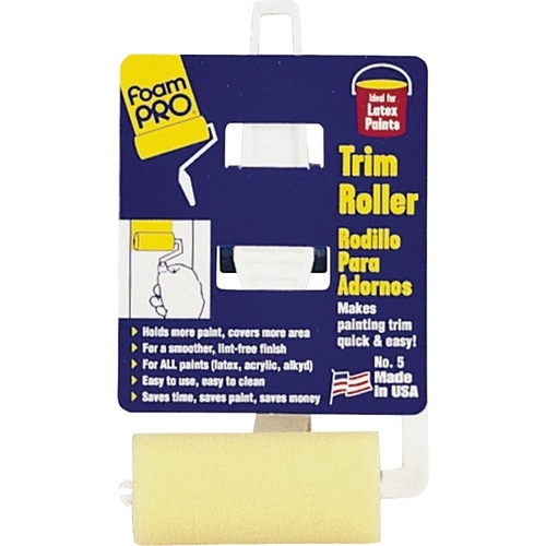 Trim Roller, 3 in L, Foam Cover