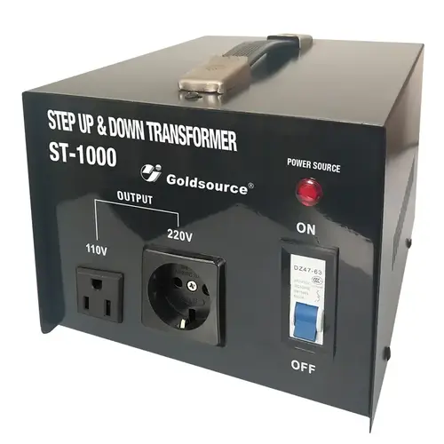 Goldsource ST-1000 ST Series Step Up and Step Down Transformer, 8-1/4 in L x7-1/8 in W x 6 in H, 1000 W Black