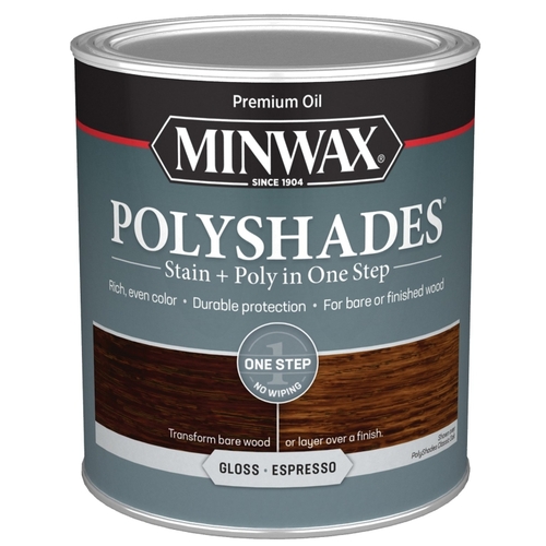 PolyShades Stain and Polyurethane, Gloss, Liquid, Espresso, 1 qt