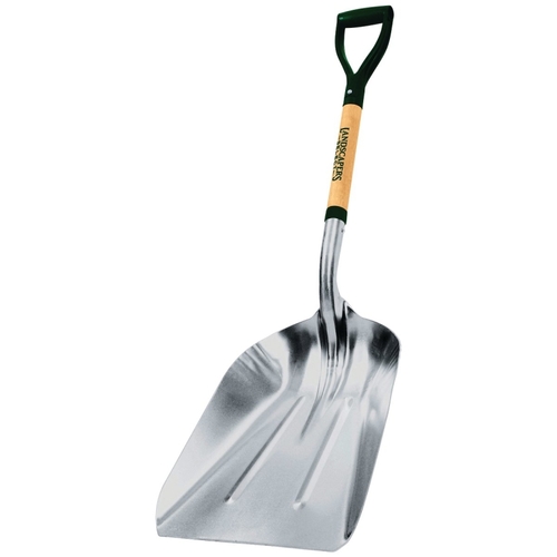 Scoop Shovel, Aluminum Blade, Wood Handle, D-Shaped Handle