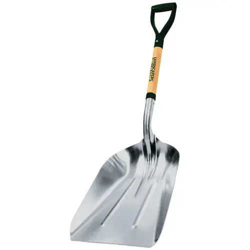 Landscapers Select 34915 Scoop Shovel, Aluminum Blade, Wood Handle, D-Shaped Handle