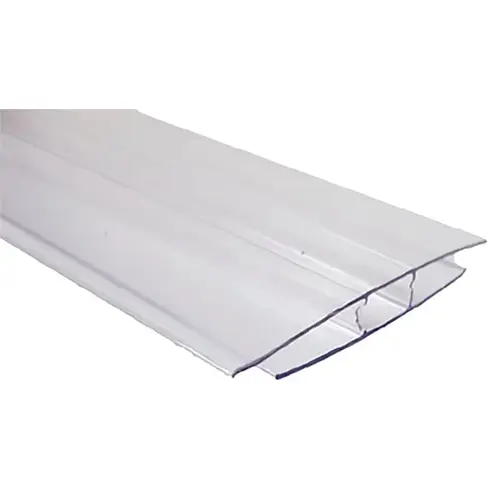 TUFTEX 9025340 Multi-Wall H-Channel, 8 ft L, Polycarbonate, Clear