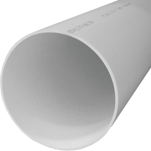 Pipe, 4 in, 10 ft L, Solvent Weld, PVC, White - 120" Stock Length