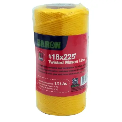 Seine Twine, #18 Dia, 225 ft L, 13 lb Working Load, Polypropylene, Neon Yellow