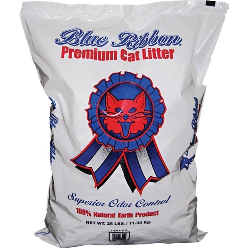 Blue Ribbon Cat Litter, 25 lb Capacity, Gray/Tan, Solid Bag