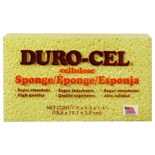 Duro-Cel 3140 0 Sponge, 8 in L, 5 in W, 1-1/2 in Thick, Cellulose, Yellow