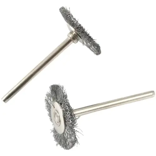 Wire Brush Set, 1 in Dia, 1/8 in Arbor/Shank, Steel Bristle