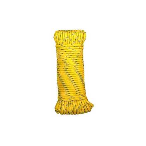 Rope, 5/32 in Dia, 50 ft L, 35 lb Working Load, Polypropylene, Yellow