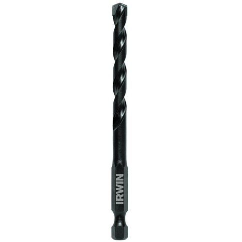 Impact Drill Bit, 1/4 in Dia, 4 in OAL, 1-Flute, 1/4 in Dia Shank, Hex Shank Black Oxide