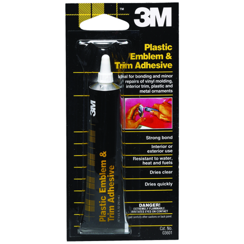 3M 03601 Emblem and Trim Adhesive, Liquid, Ketone, Clear, 1 oz Tube