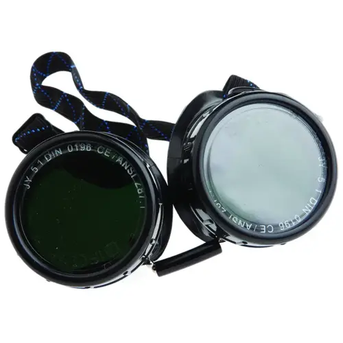 Brazing Goggles, 1.97 in Lens, Clear Lens, #5 Lens, Plastic Frame, Black/Green Frame