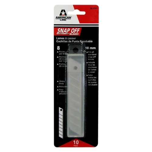American Line 66-0909 Blade, 18 mm, 3.94 in L, Carbon Steel, 2-Facet, Snap-Off Edge, 8-Point - pack of 10