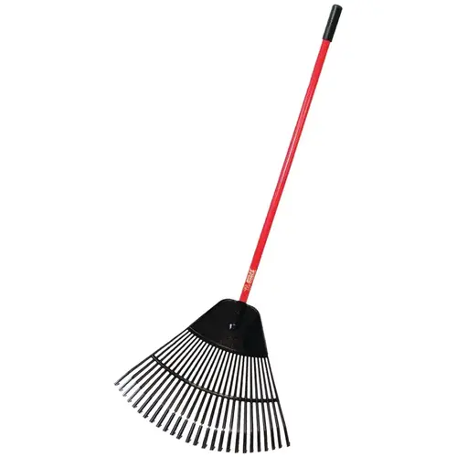 Leaf Rake, Poly Tine, 26-Tine, Fiberglass Handle, 41 in L Handle
