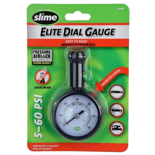 Elite Dial Tire Gauge, 5 to 60 psi