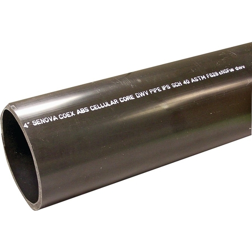 Pipe, 1-1/2 in, 10 ft L, DWV,Solvent Weld, SCH 40 Schedule, ABS - 120" Stock Length