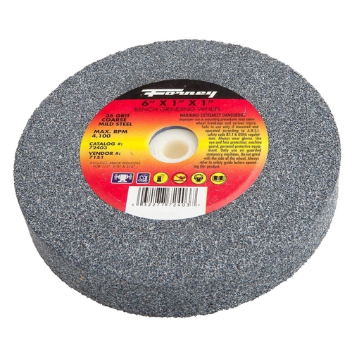 Bench Grinding Wheel, 6 in Dia, 1 in W, 1 in Arbor, 36 Grit, Coarse, Aluminum Oxide Abrasive