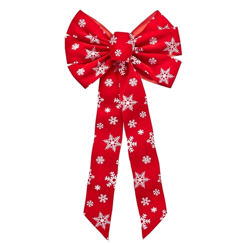 HOLIDAY TRIMS INC. 6083 Christmas Specialty Decoration, 1 in H, Snowflakes, Velvet, Red/White