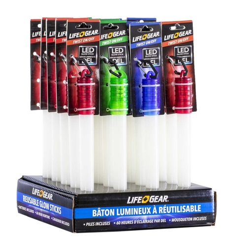 Life+Gear 41-3678 Reusable Twist Glow Stick, LR44 Battery, LED Lamp