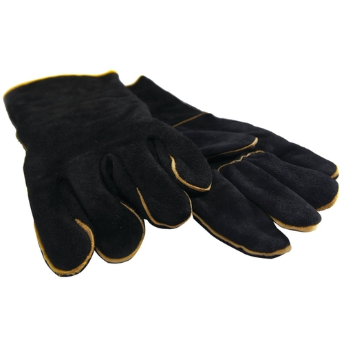 GrillPro 00528 BBQ Gloves, #1, Leather, Black