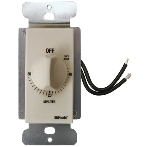 Woods 59715 Countdown Timer, 20 A, 125 V, 2500 W, 30 min Time Setting, Light Almond