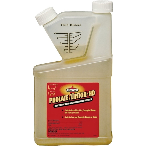 PROLATE/LINTOX-HD Insecticide Spray and Backrubber, Liquid, Light Amber/Medium Brown, 1 qt Bottle
