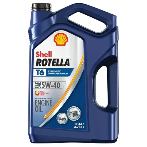 Shell Rotella 550045347 T6 Diesel Motor Oil, 5W-40, 1 gal Jug Amber